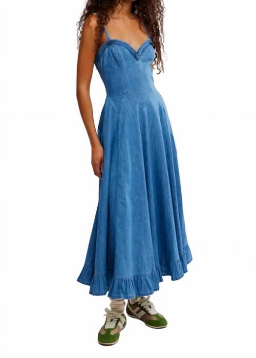 FREE PEOPLE Dresses & Skirts - NEW FREE PEOPLE another season midi dress in boardwalk blue